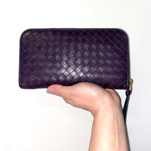 Bottega Veneta Handbags - Bottega Veneta Intrecciato Nappa Leather Zip Around Wallet in Purple